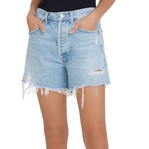 AGOLDE Parker Long High Waist Cutoff Denim Shorts